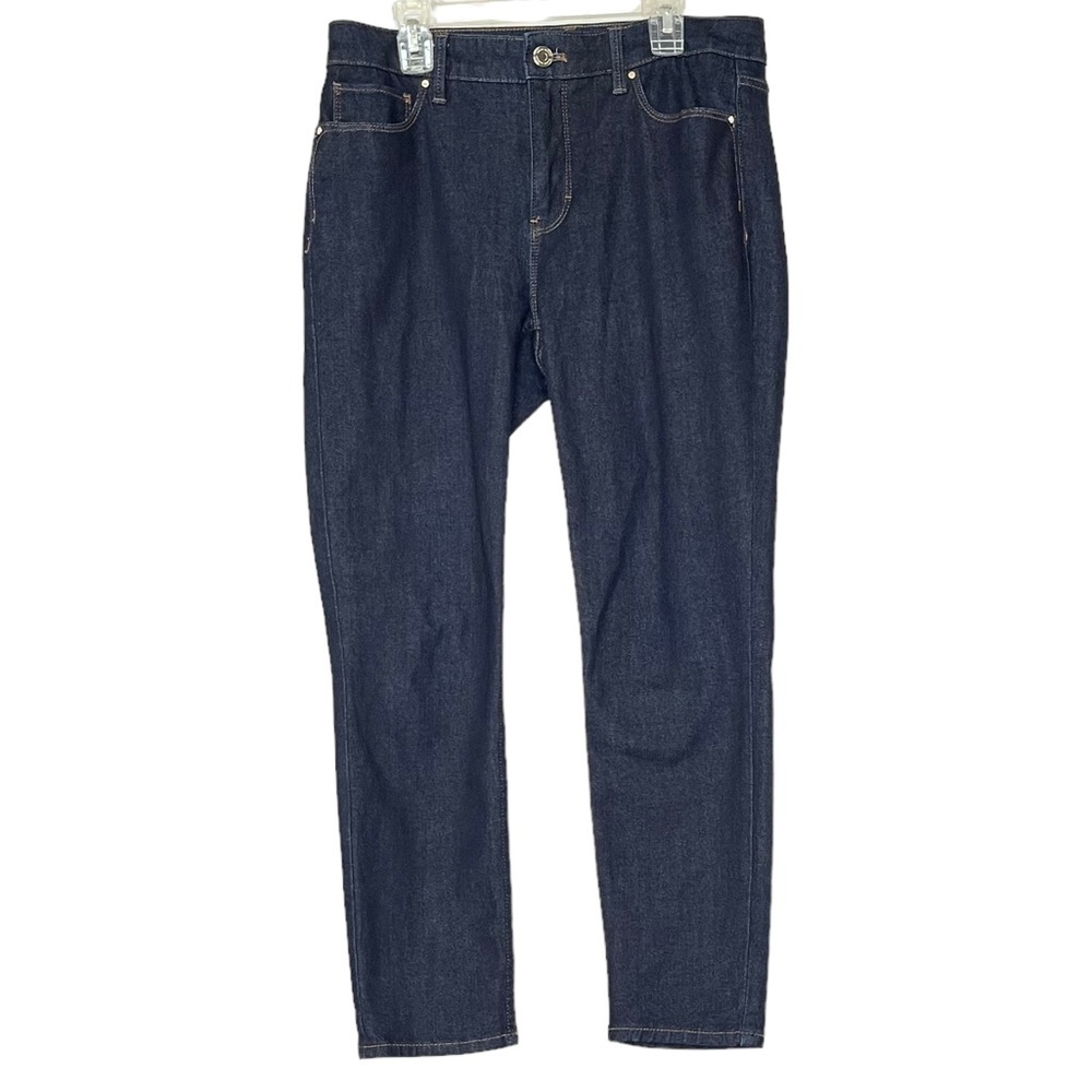 WHBM Jeans Womens 4 Blue Denim Skinny Crop Hi Rise Dark Wash Cotton Stretch